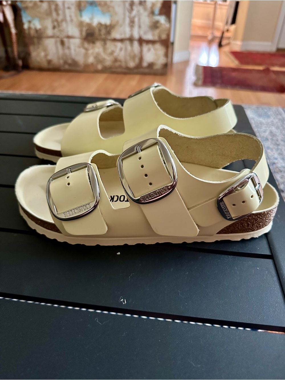 Birkenstock Arizona Butter Yellow Two-Strap Sandals with Buckles - NWOT - 41